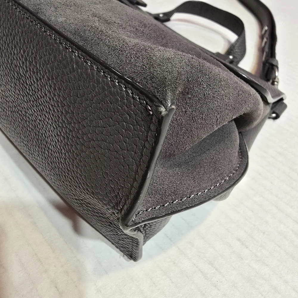 Rebecca Minkoff Medium Keith Grey Leather & Suede Messenger Satchel